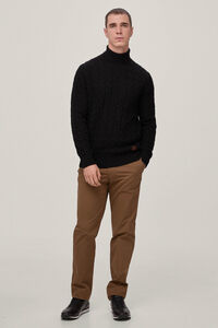 Pedro del Hierro Cable knit wool high neck jumper Black