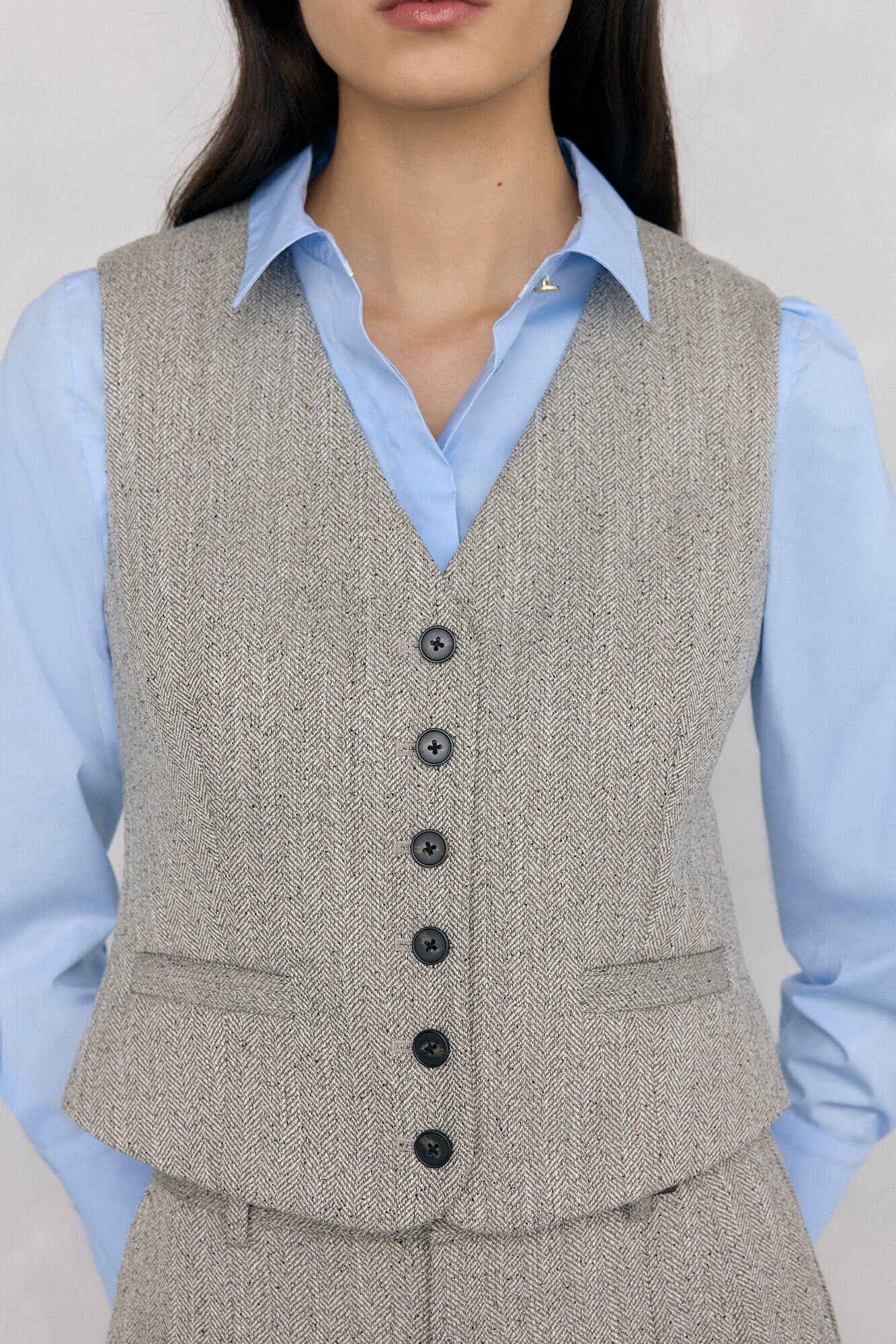 Pedro del Hierro Colete de espiga Cizento