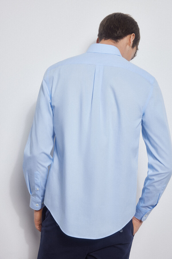 Pedro del Hierro Checked non-iron + stain-resistant shirt Blue
