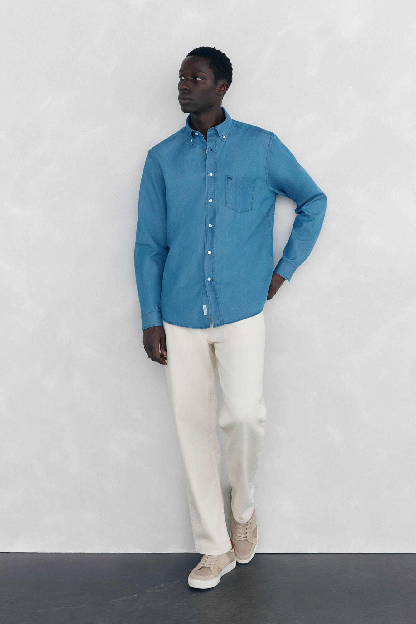 Pedro del Hierro Italian fabric denim shirt Blue