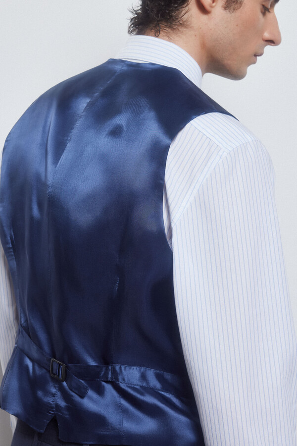 Pedro del Hierro Fine-checked waistcoat Blue
