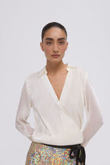 Pedro del Hierro Flowing wrap shirt with fantasy print White