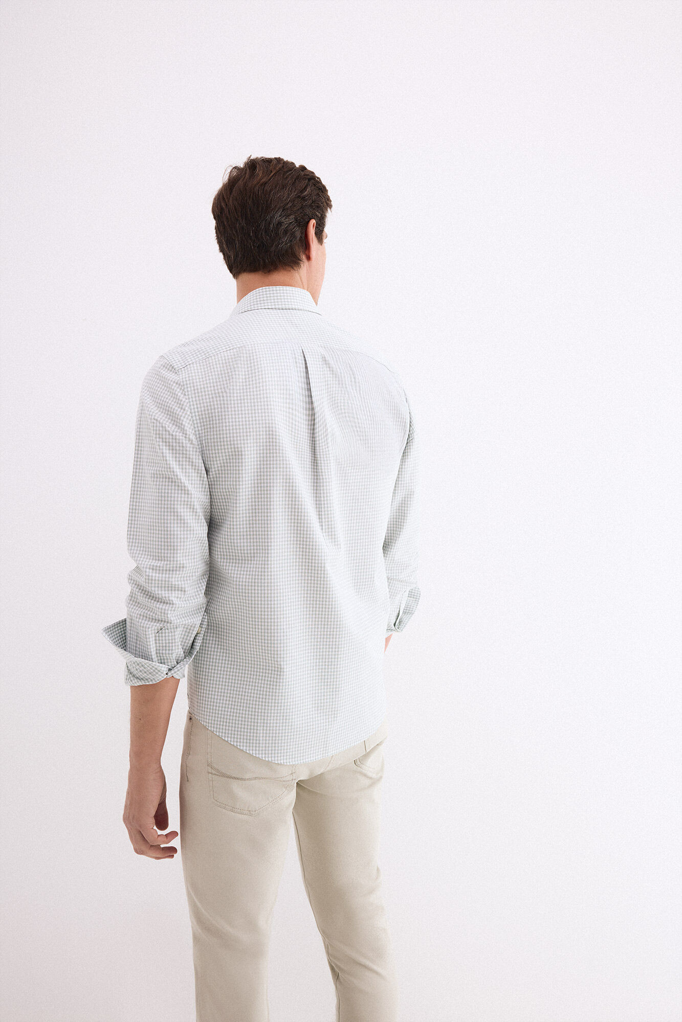 Pedro del Hierro Non-iron stain-resistant gingham print shirt Green