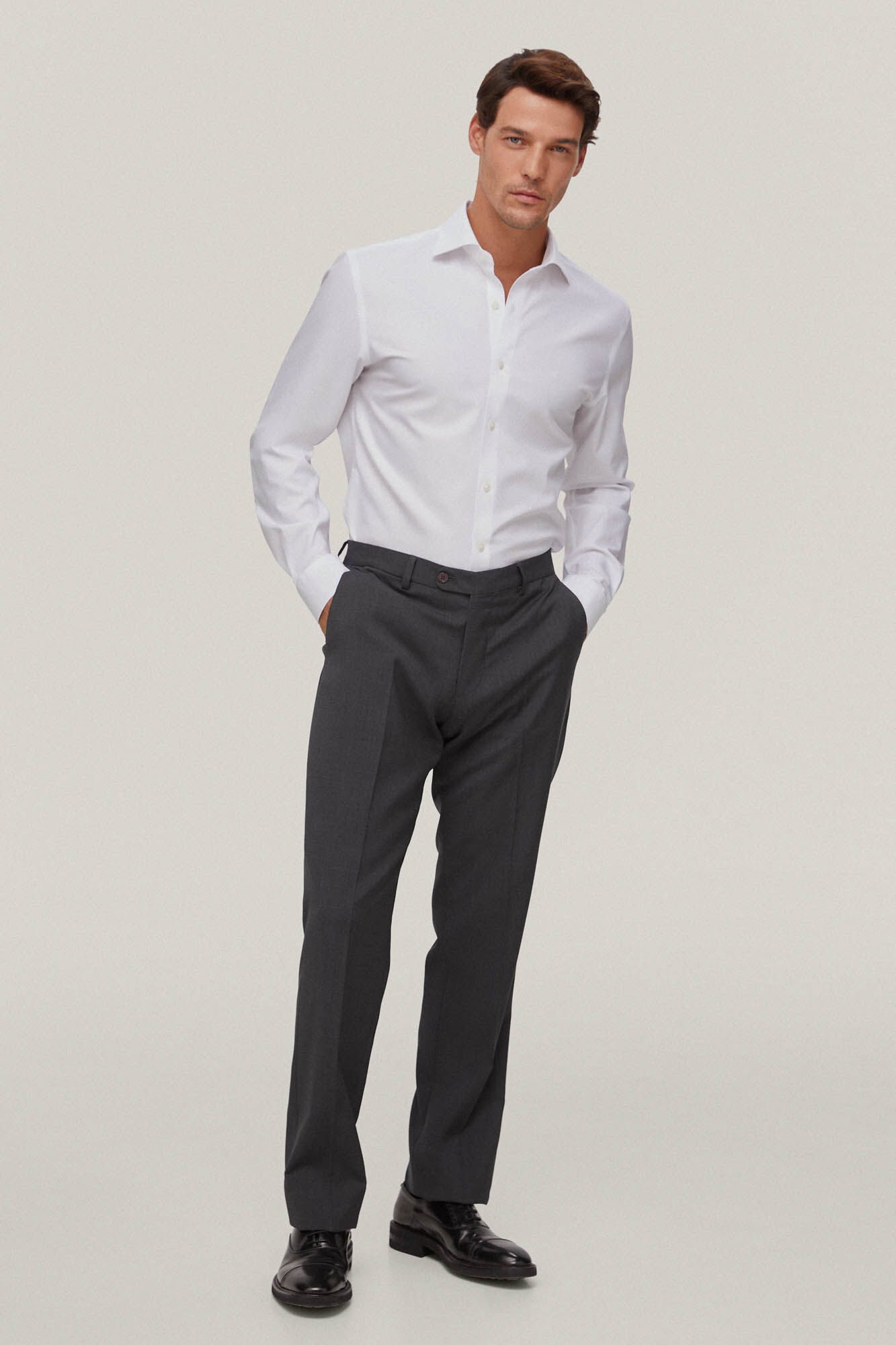 Pedro del Hierro Camisa vestir pinpoint liso non iron + antimanchas White