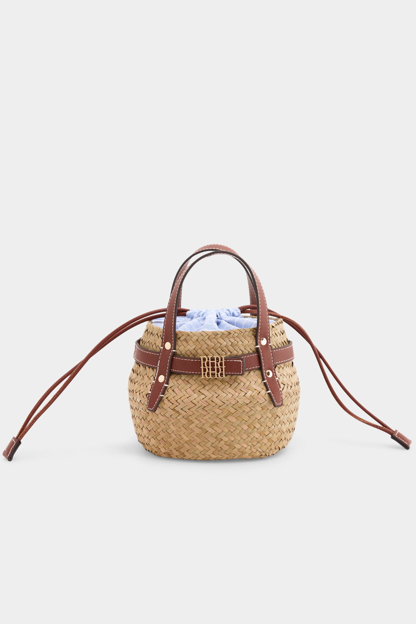 Pedro del Hierro Raffia-effect bucket bag Black