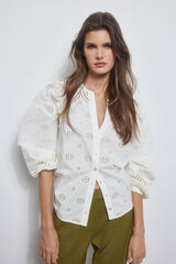 Pedro del Hierro Cotton blouse with embroidery Ecru