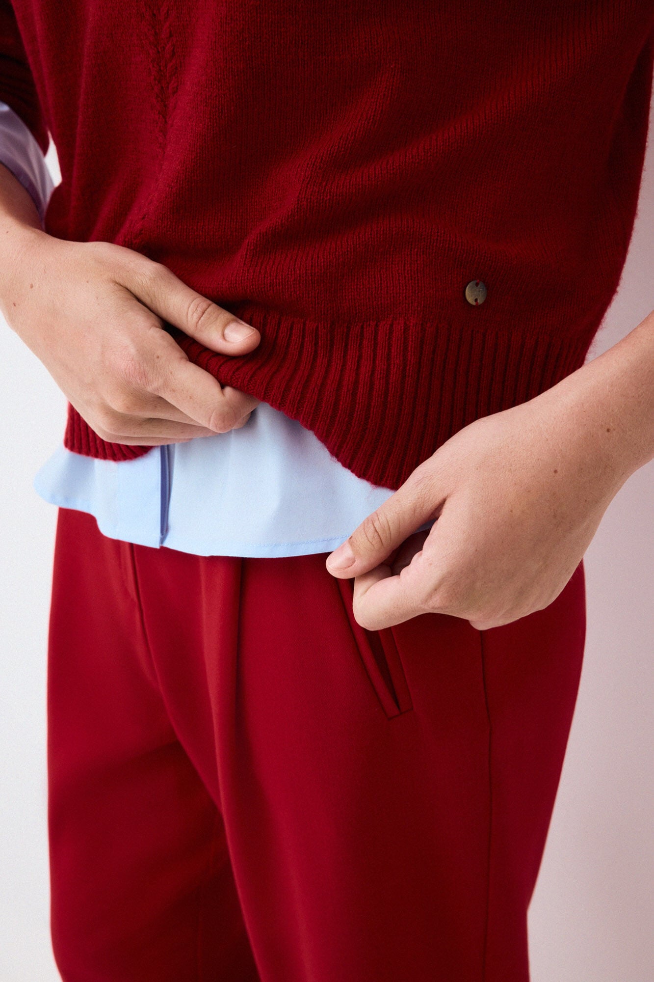 Pedro del Hierro Camisola com costura central e gola remov&iacute;vel Vermelho