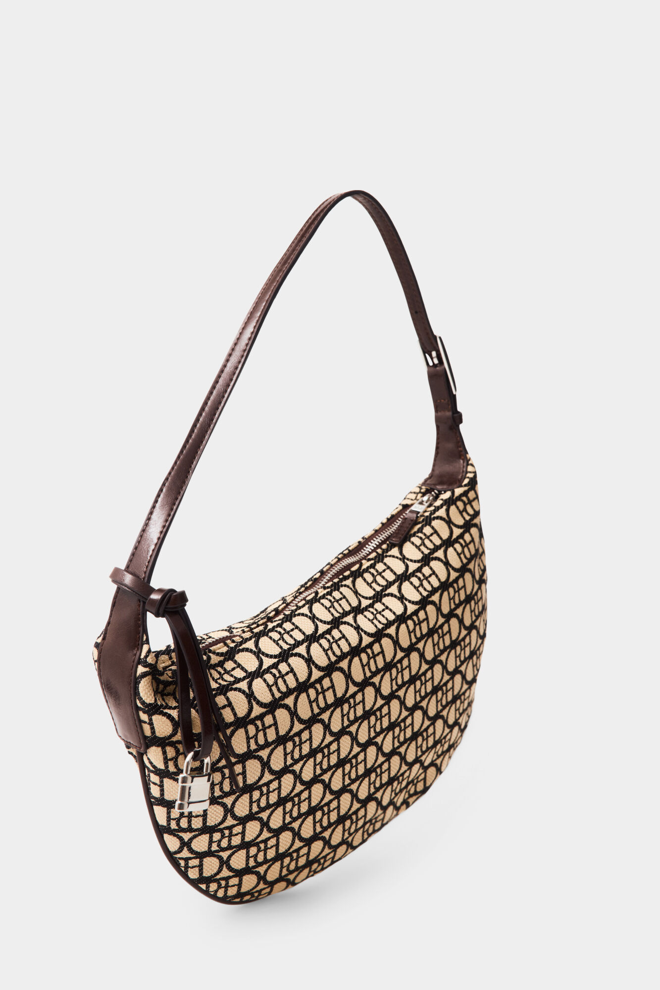 Pedro del Hierro Logo half-moon handbag Beige
