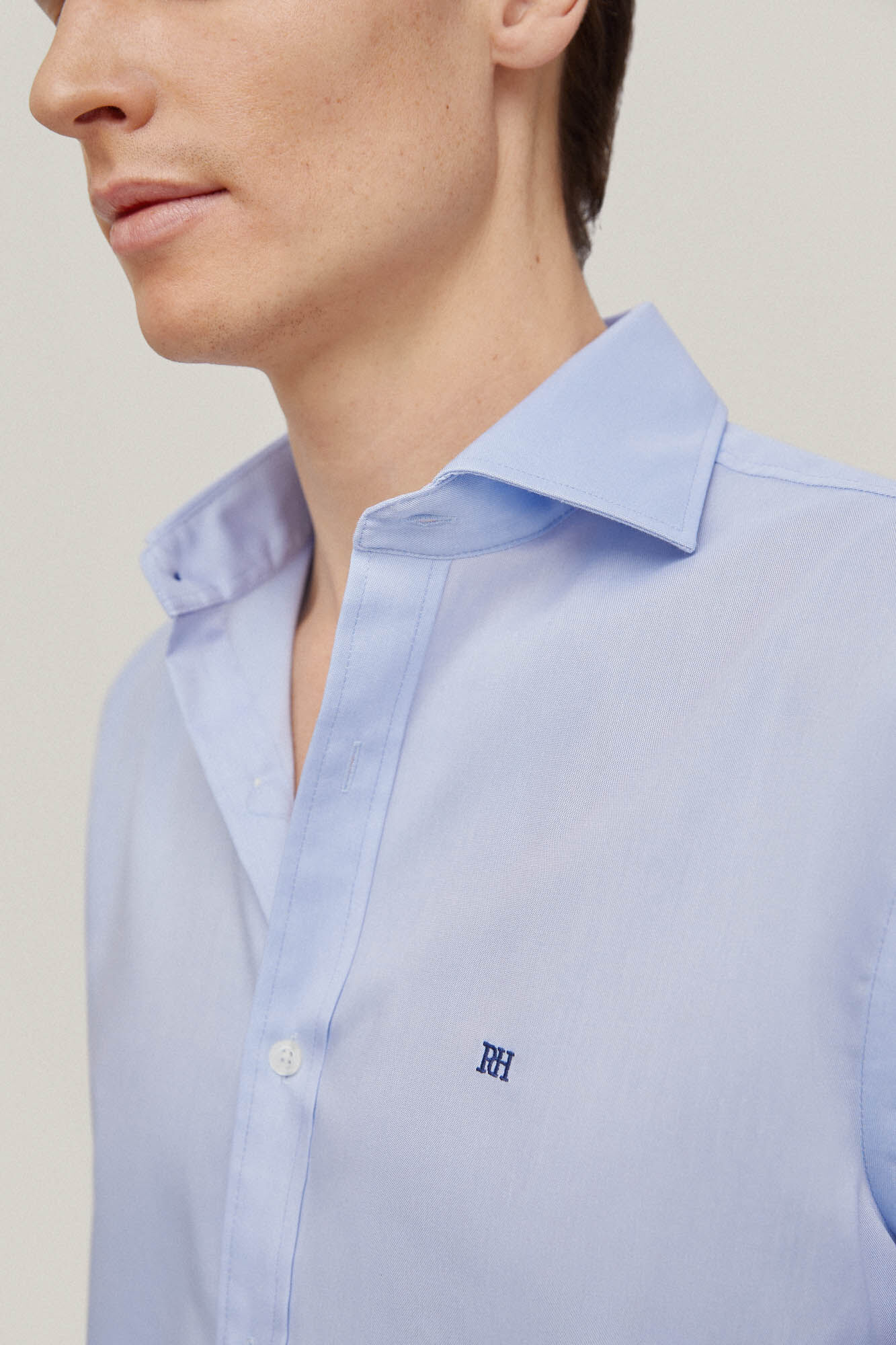 Pedro del Hierro Plain pinpoint dress shirt, non-iron + stain-resistant Blue