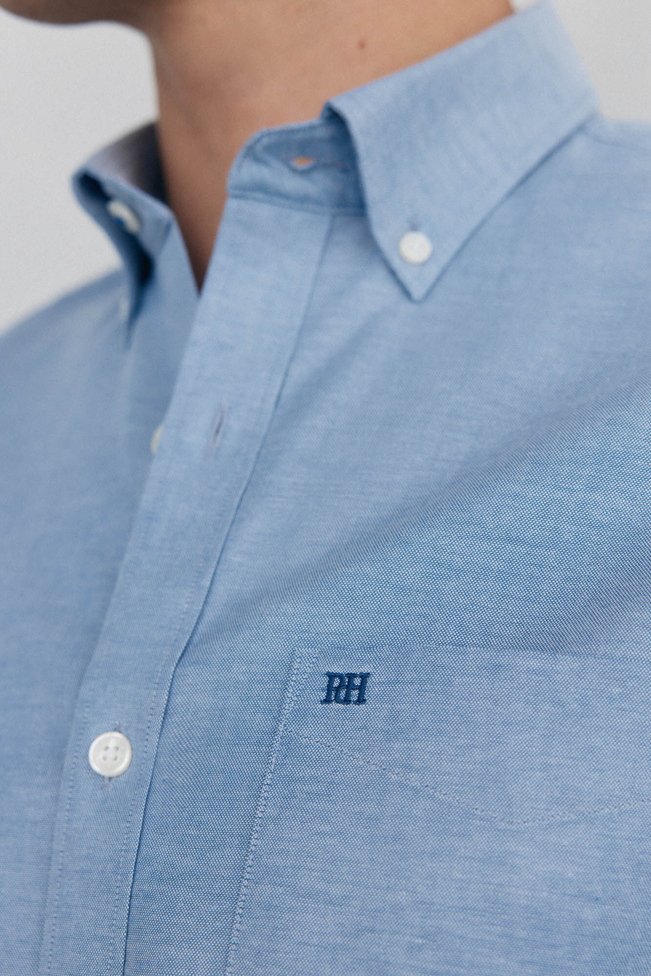 Pedro del Hierro Plain non-iron Oxford shirt Blue