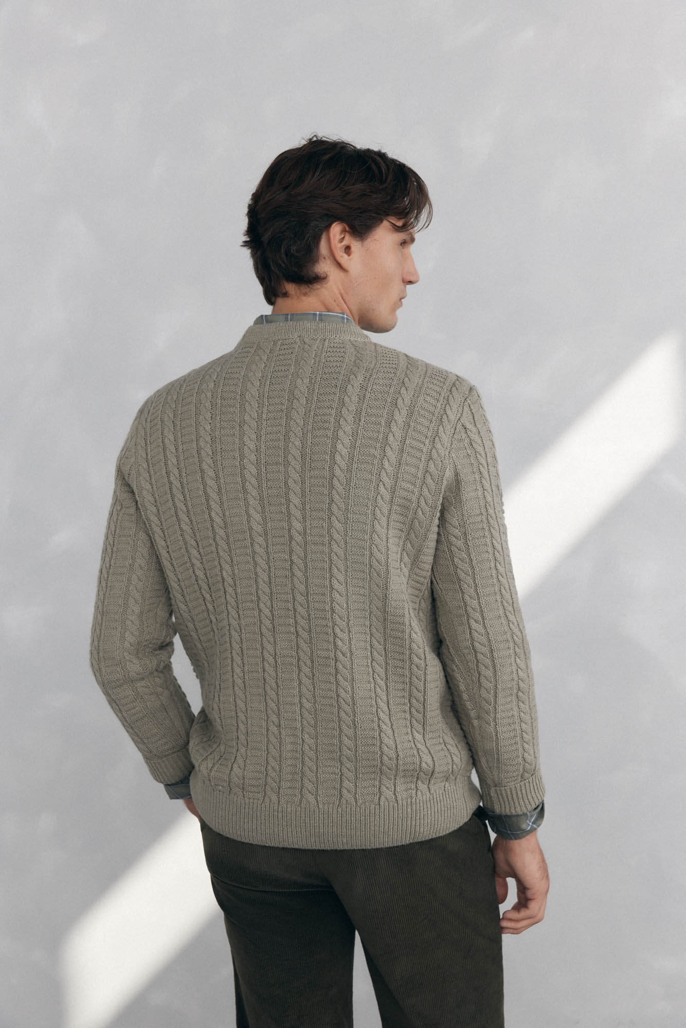 Pedro del Hierro Jersey lana cables cuello redondo Verde