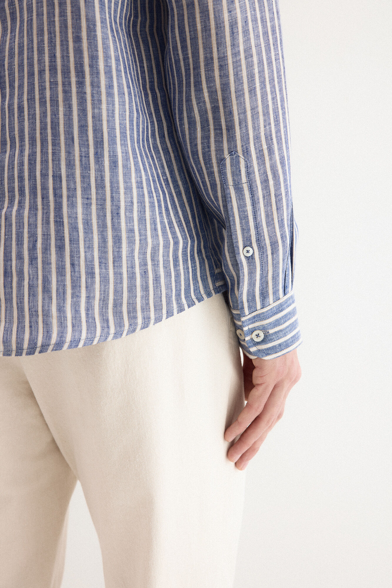 Pedro del Hierro Linen plaid top Blue