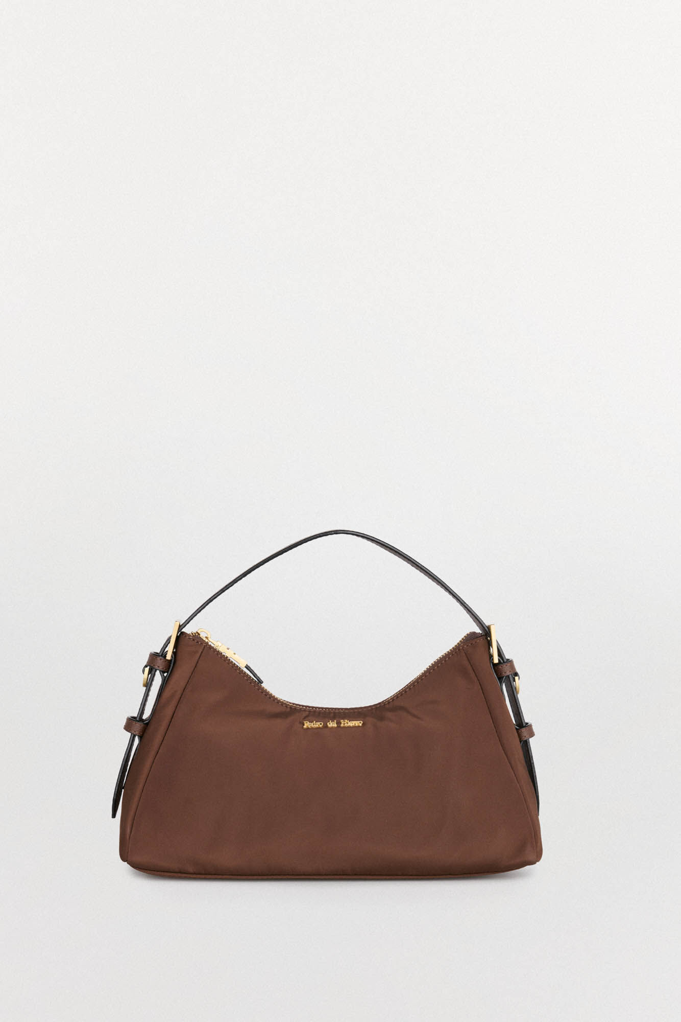 Pedro del Hierro Nylon shoulder bag with buckles Brown