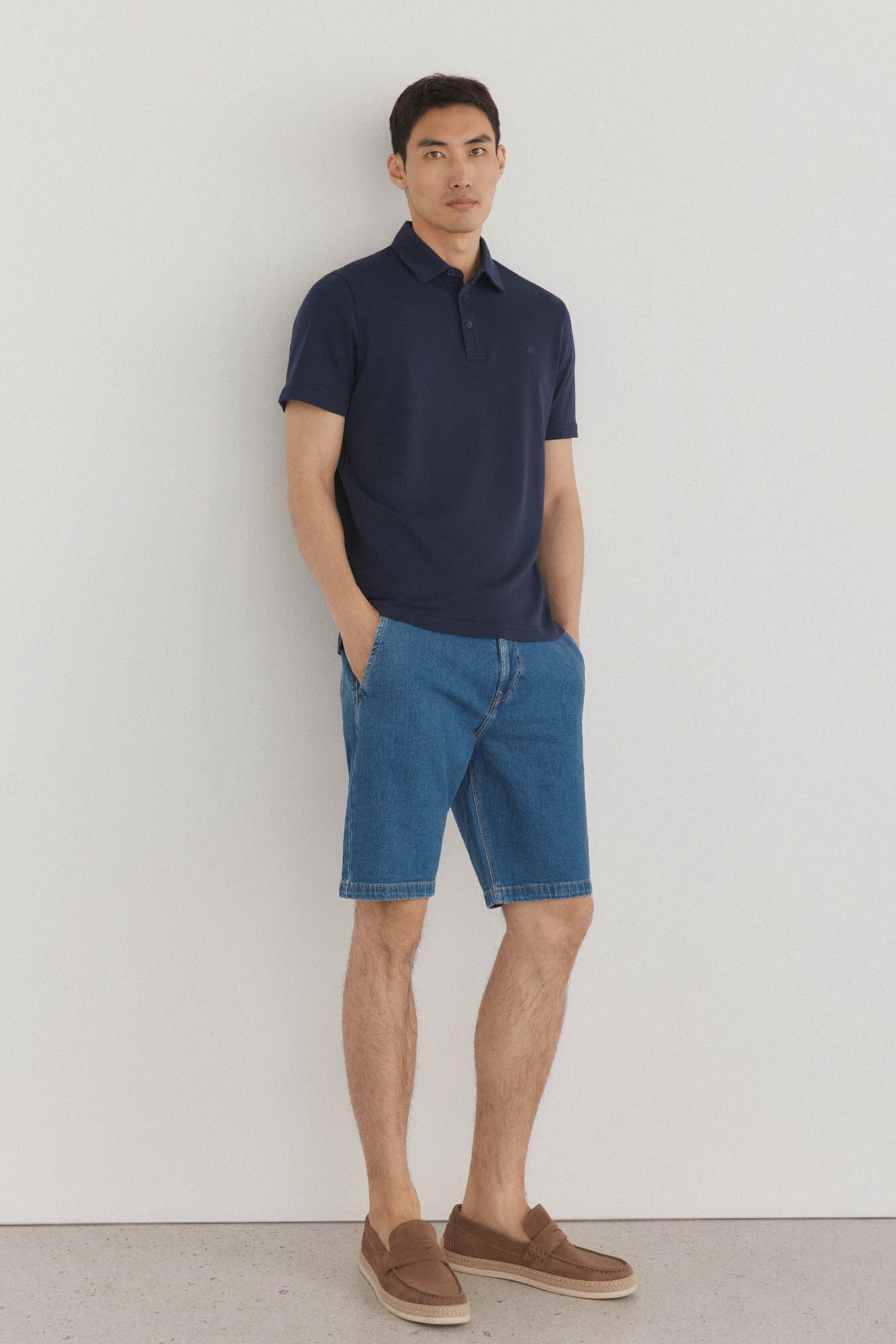 Pedro del Hierro Regular fit denim Bermuda shorts Blue