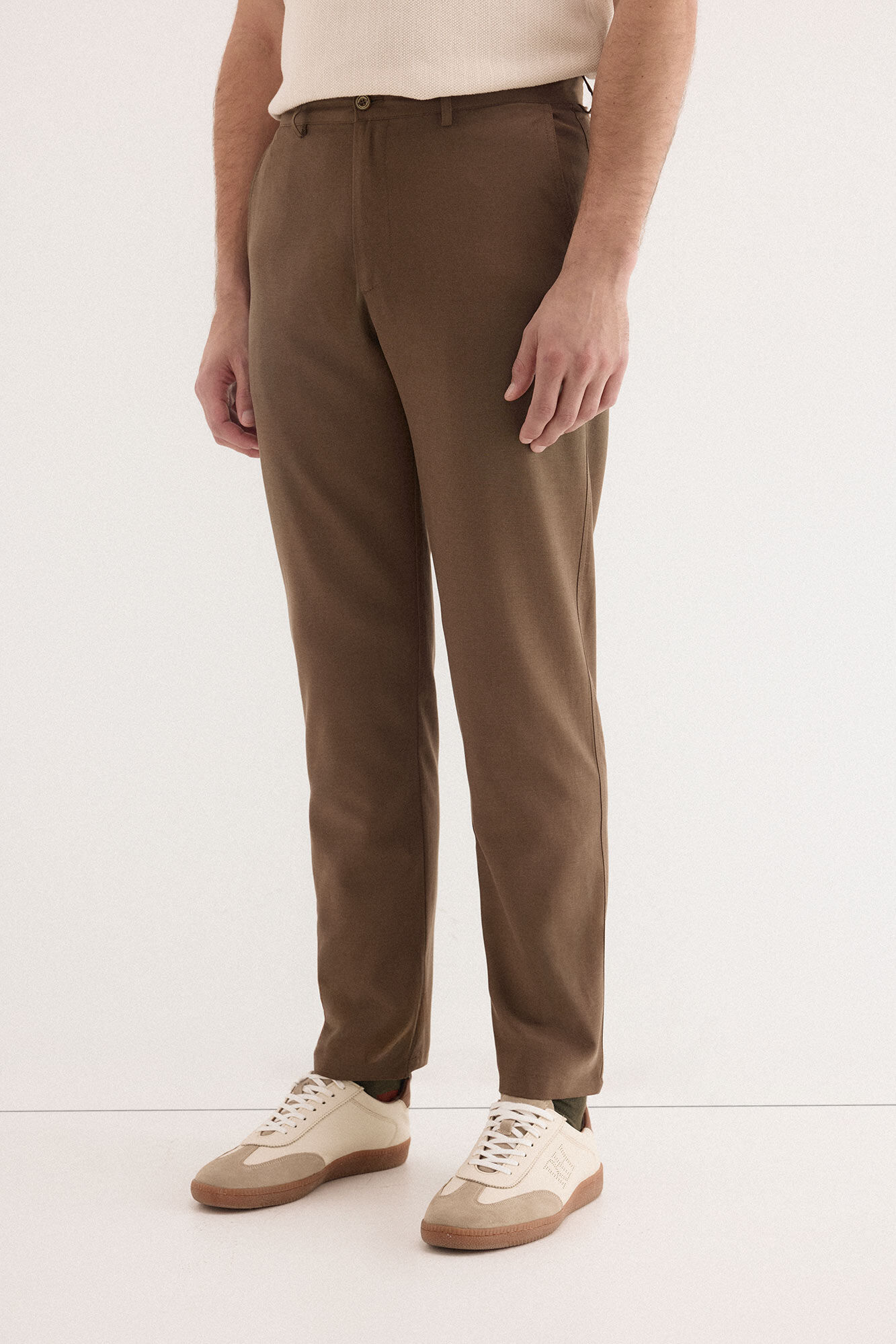 Pedro del Hierro Linen worker regular trousers Brown