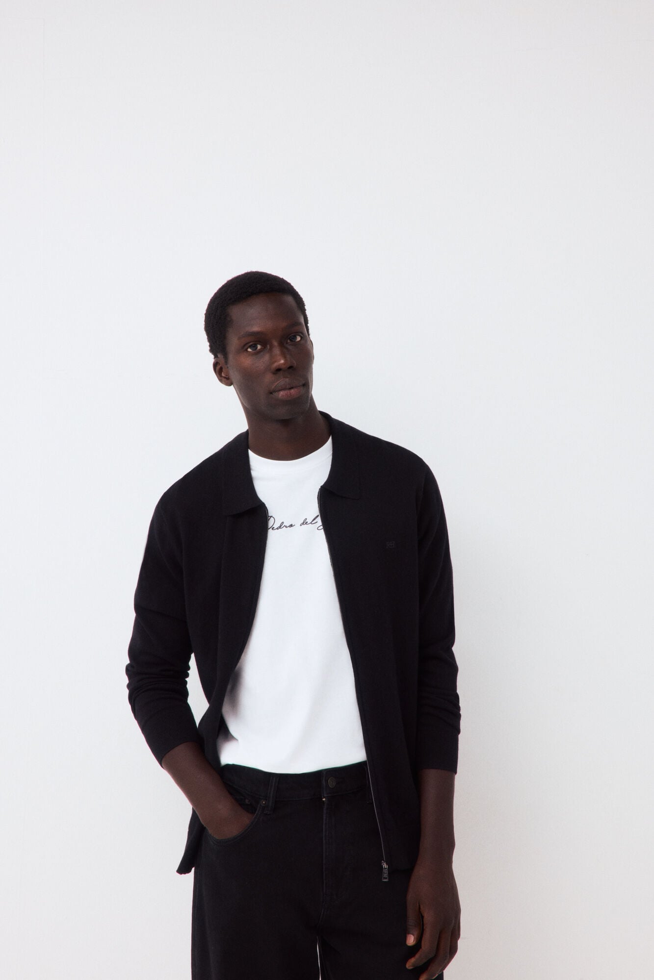 Pedro del Hierro Cotton silk cashmere zip fastening premium cardigan