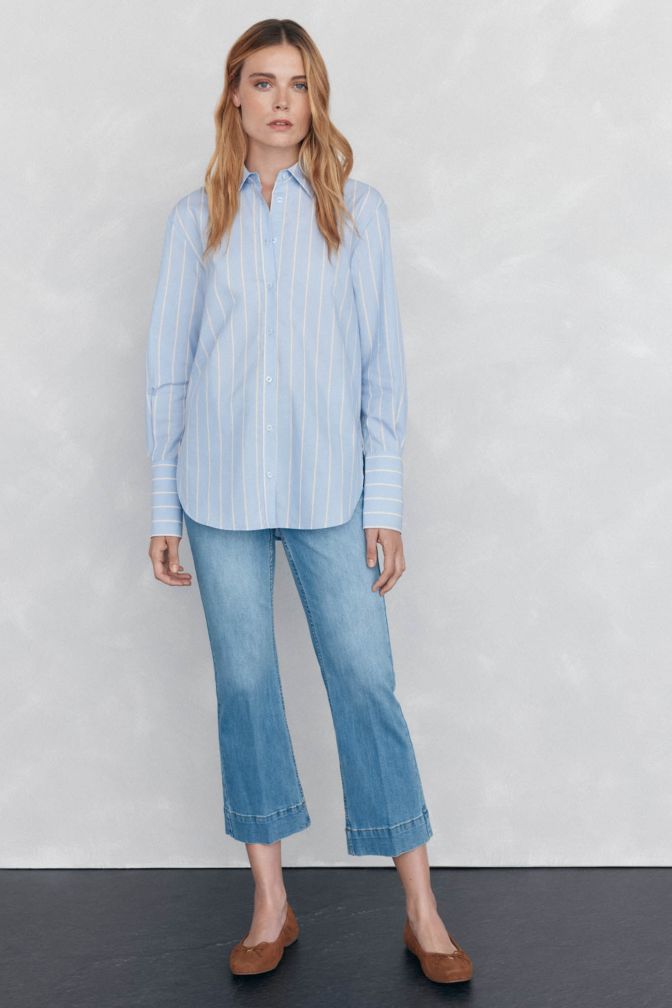 Pedro del Hierro Oversized striped shirt Blue