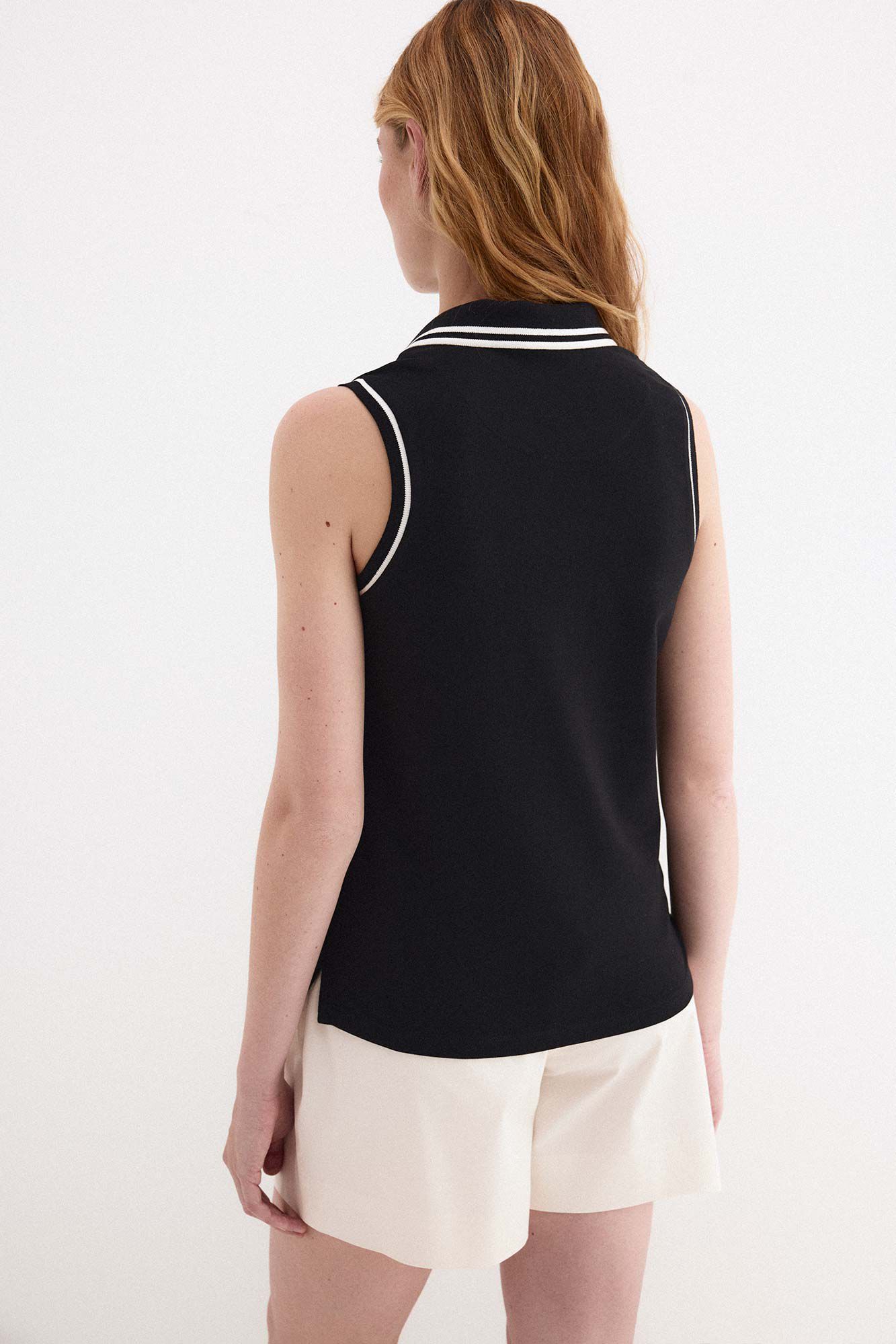 Pedro del Hierro Sleeveless contrast polo shirt Black