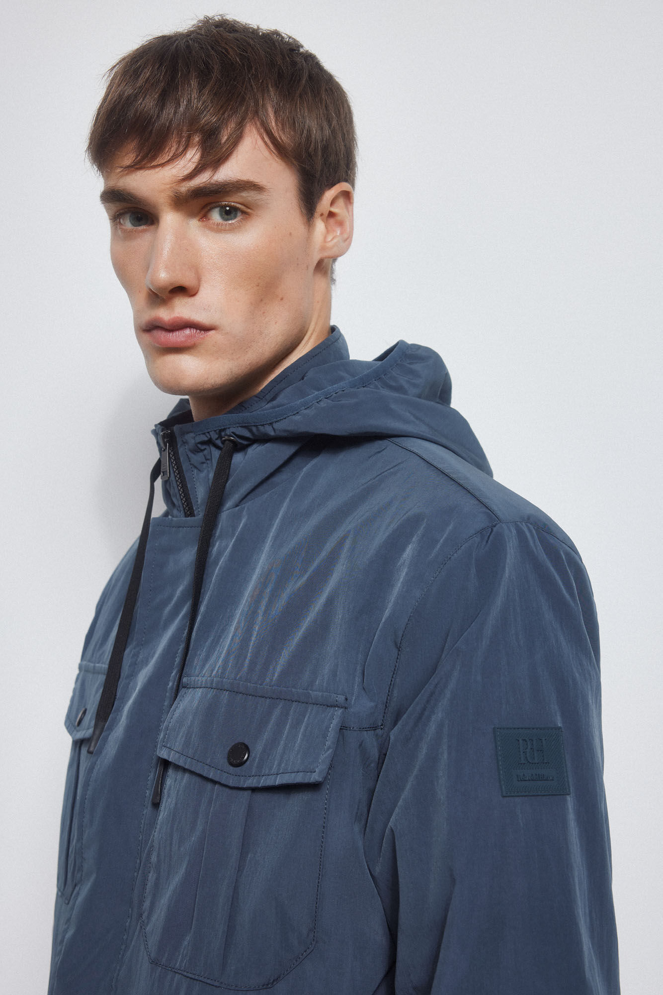 Pedro del Hierro Technical hooded jacket Blue
