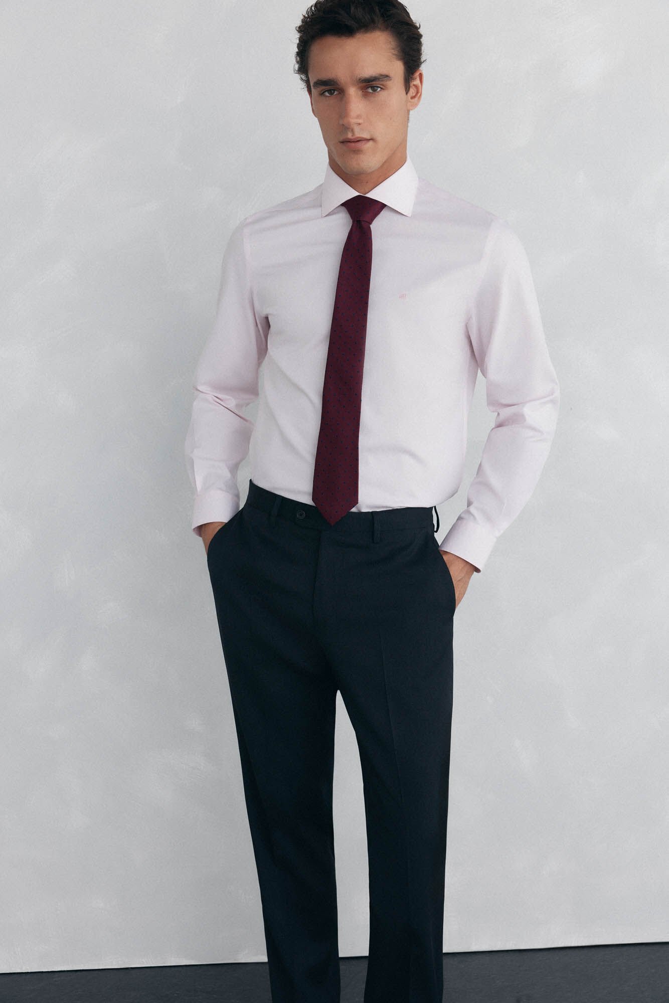 Pedro del Hierro Plain non iron + stain resistant dress shirt Pink