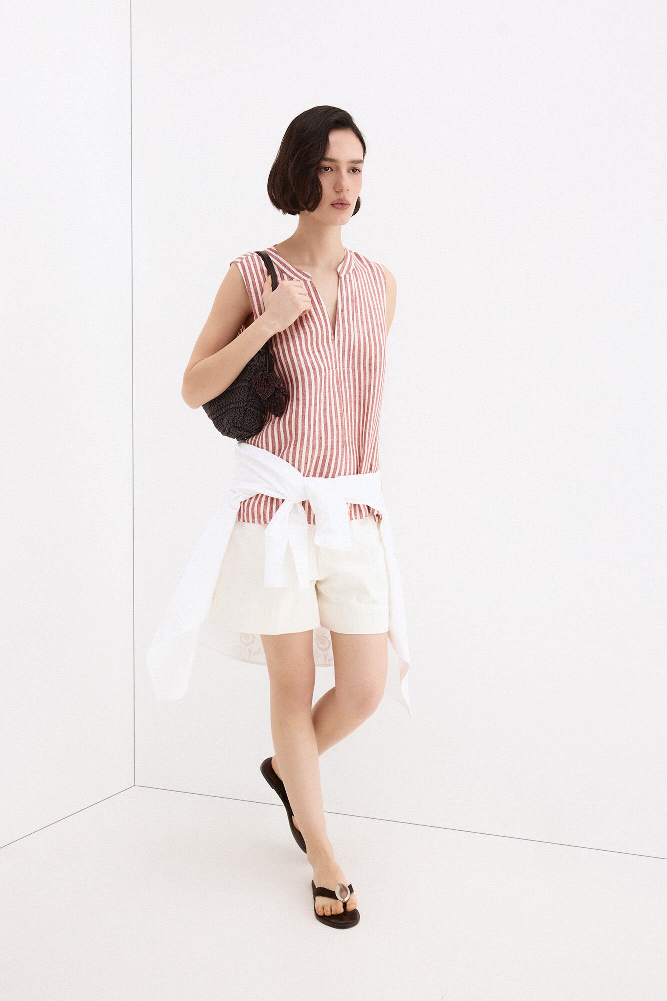 Pedro del Hierro Striped linen top Pink