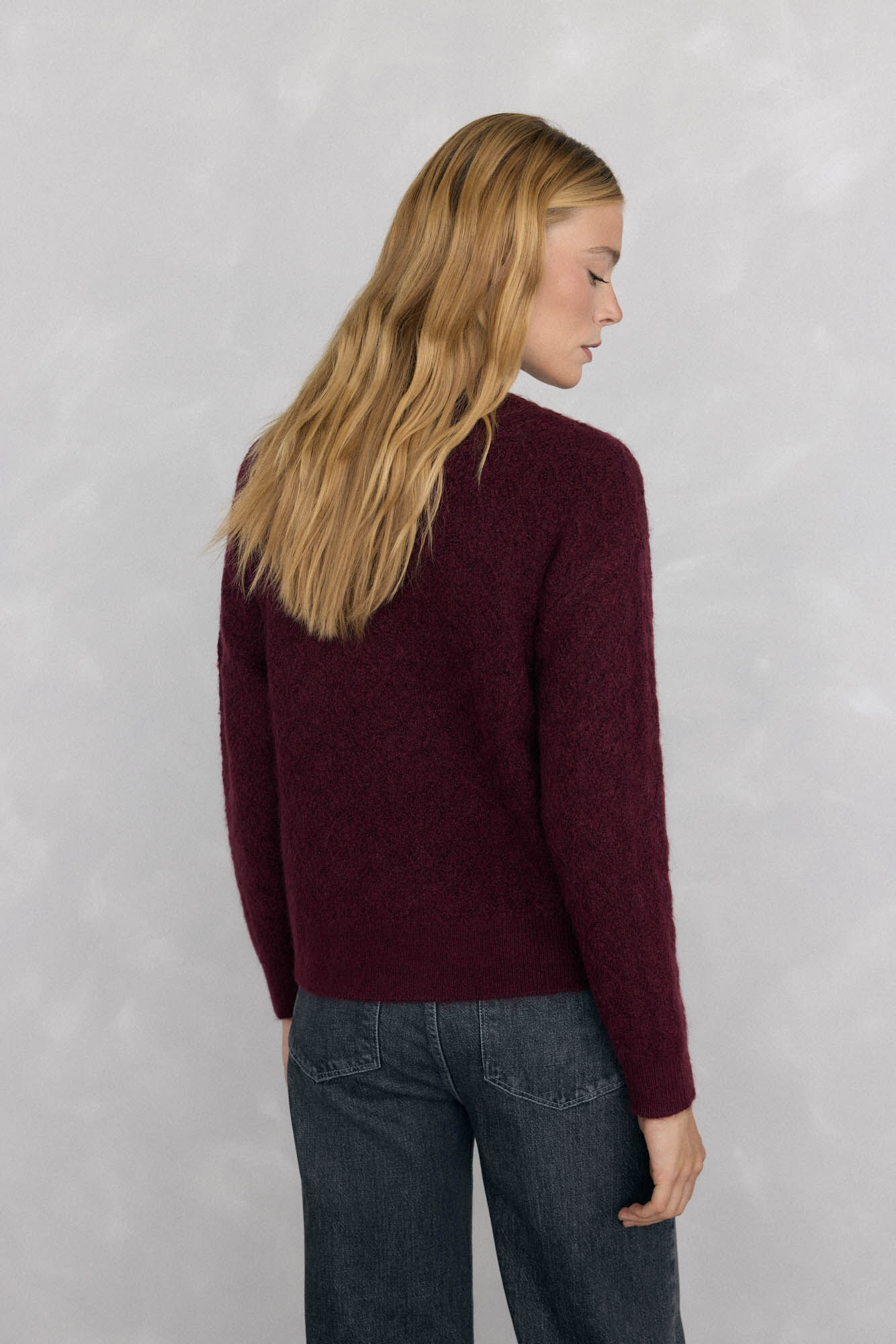 Pedro del Hierro Su&eacute;ter oversized de fantasia Bordeaux