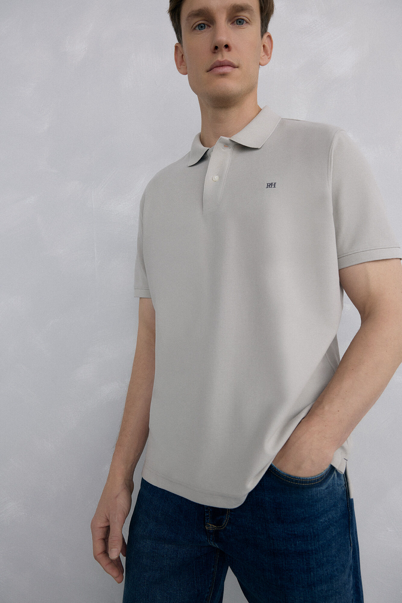 Pedro del Hierro Basic piqu&eacute; polo shirt Grey