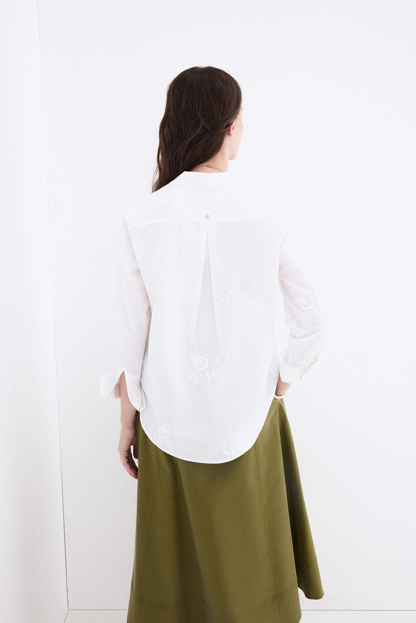 Pedro del Hierro Loose embroidered shirt White