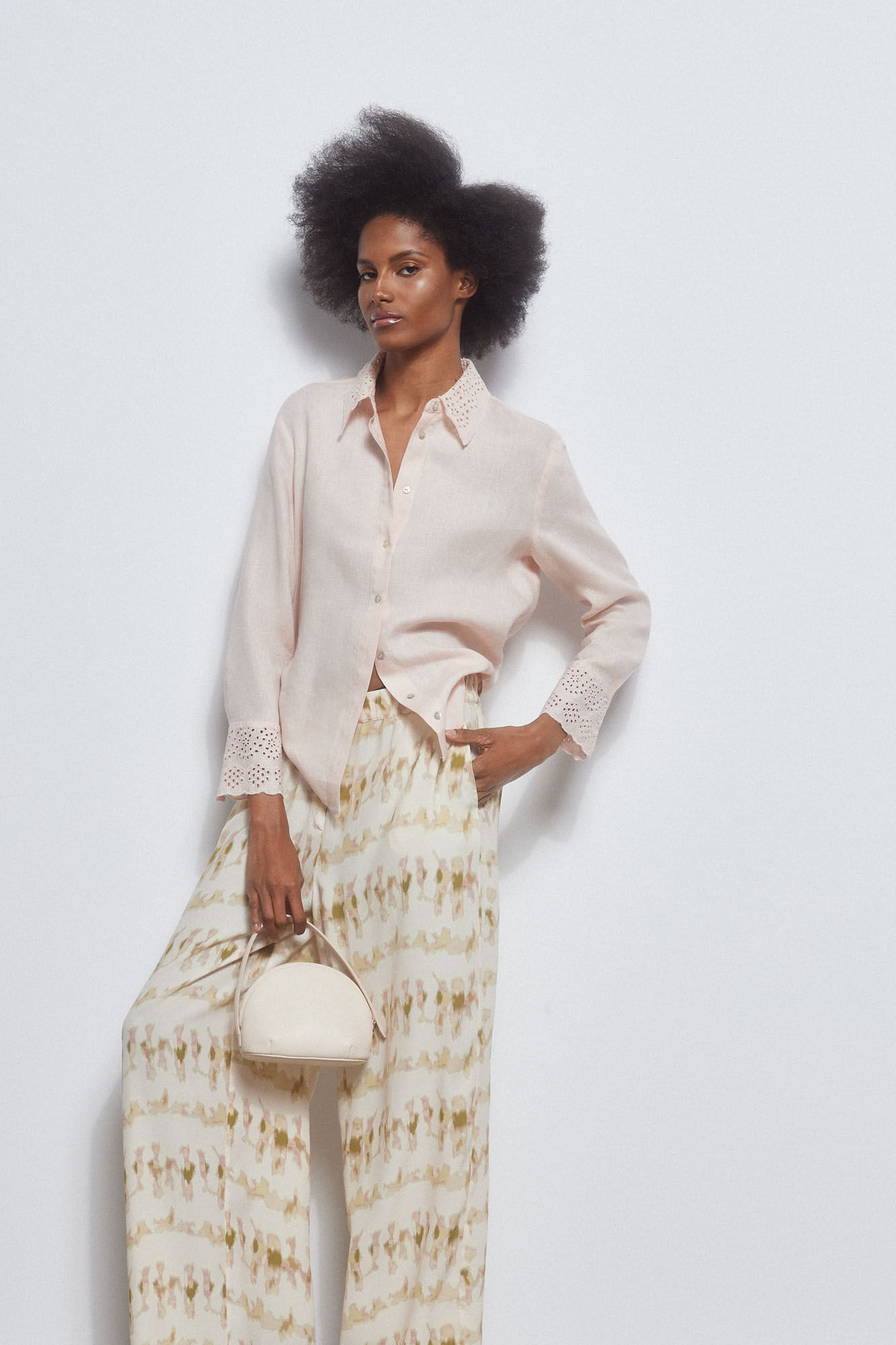 Pedro del Hierro Printed wide-leg trousers Green