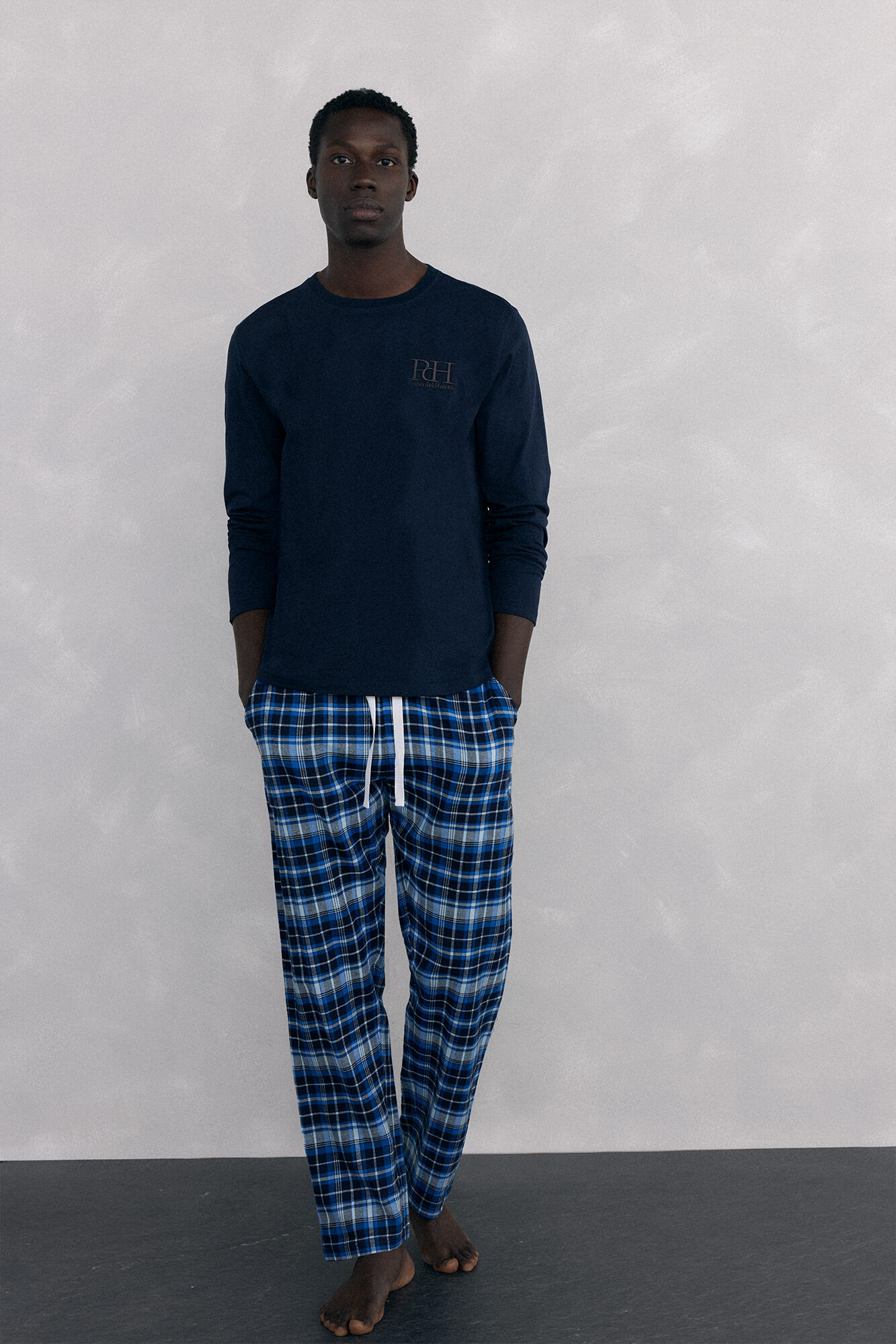 Pedro del Hierro Set de pijama punto y tela Azul