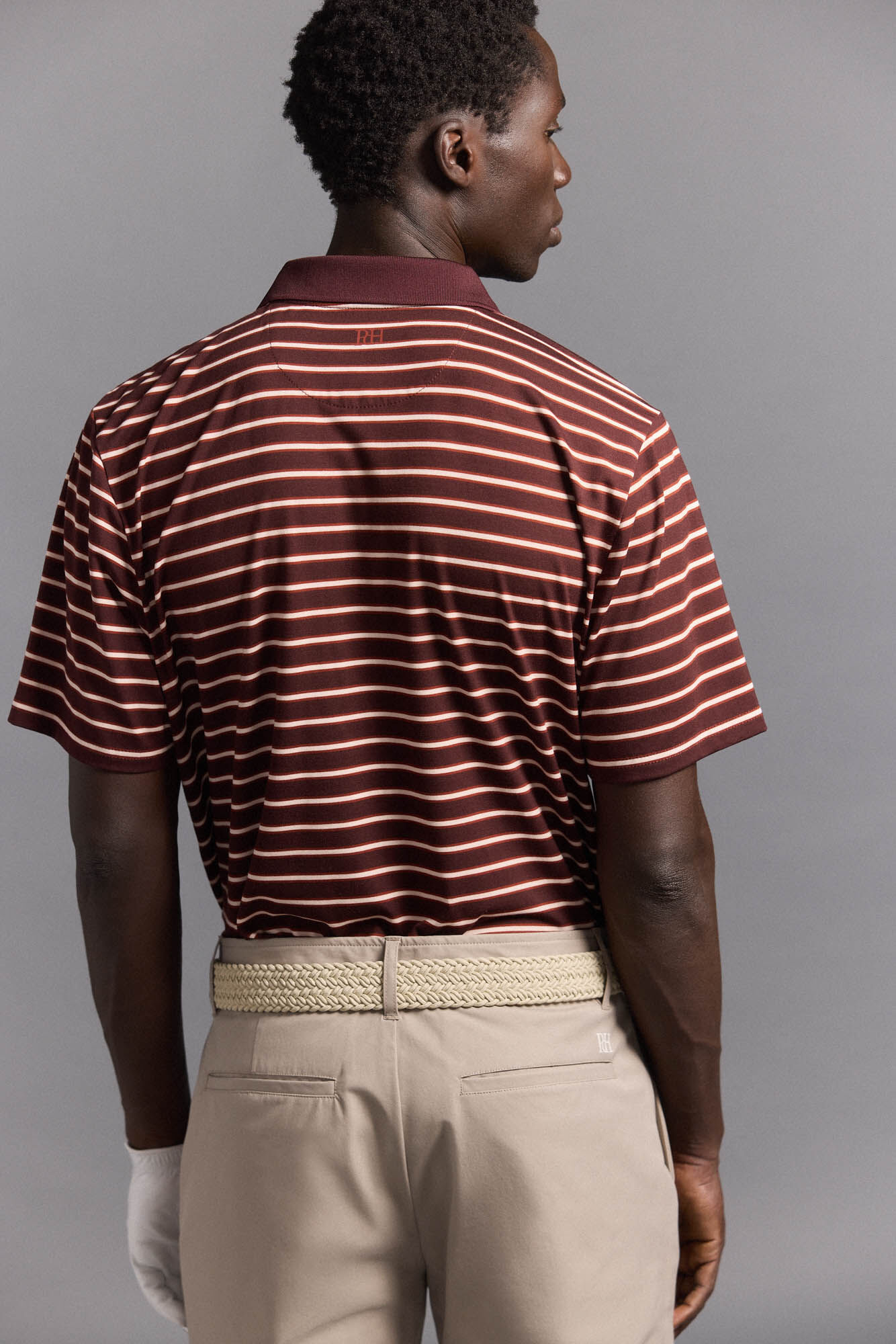 Pedro del Hierro Striped golf polo Burgundy