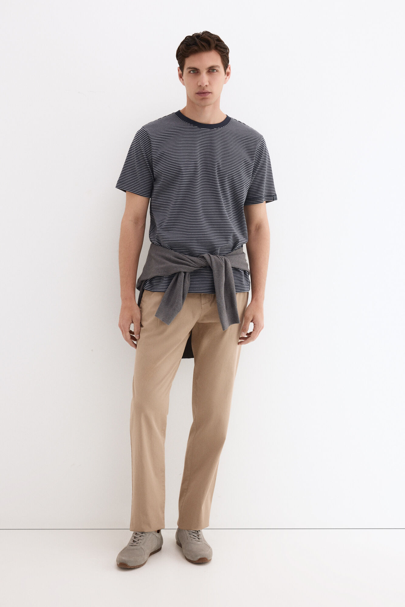 Pedro del Hierro Striped mercerized cotton T-shirt Blue