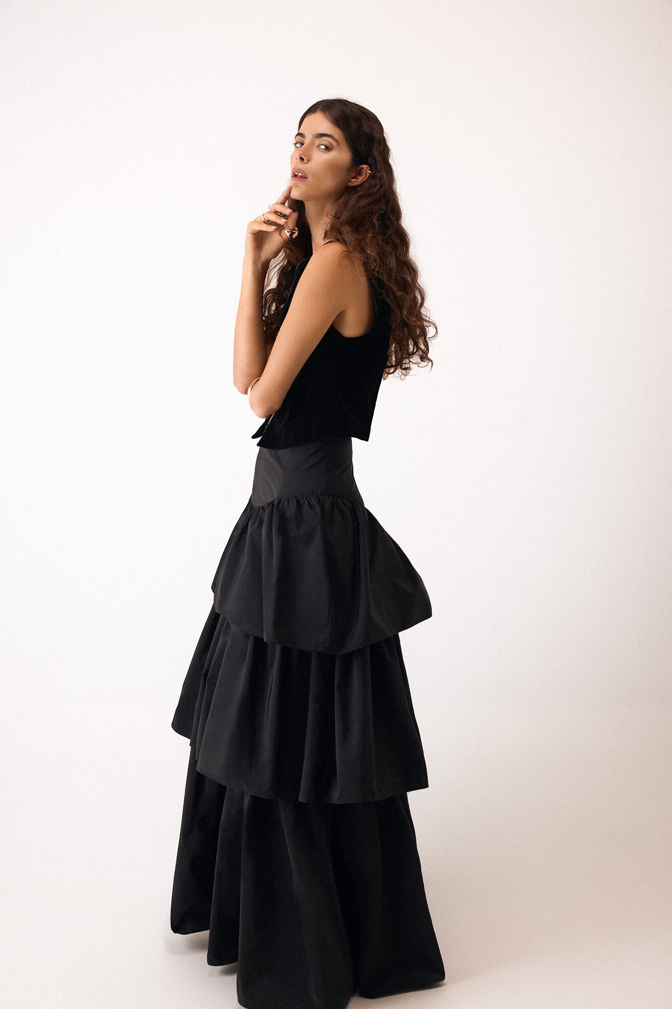 Pedro del Hierro Long skirt with ruffles Black