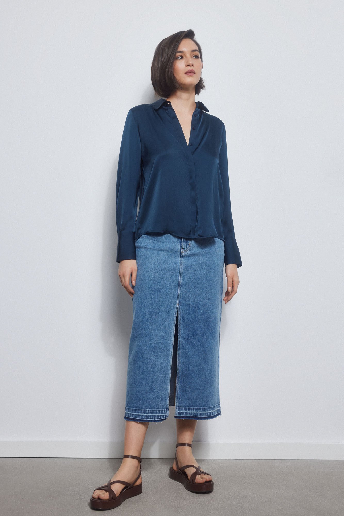 Pedro del Hierro Denim 5-pocket skirt Blue