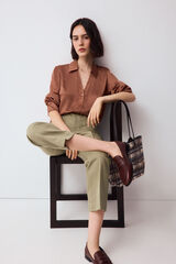 Pedro del Hierro Satin-finish basic shirt Brown
