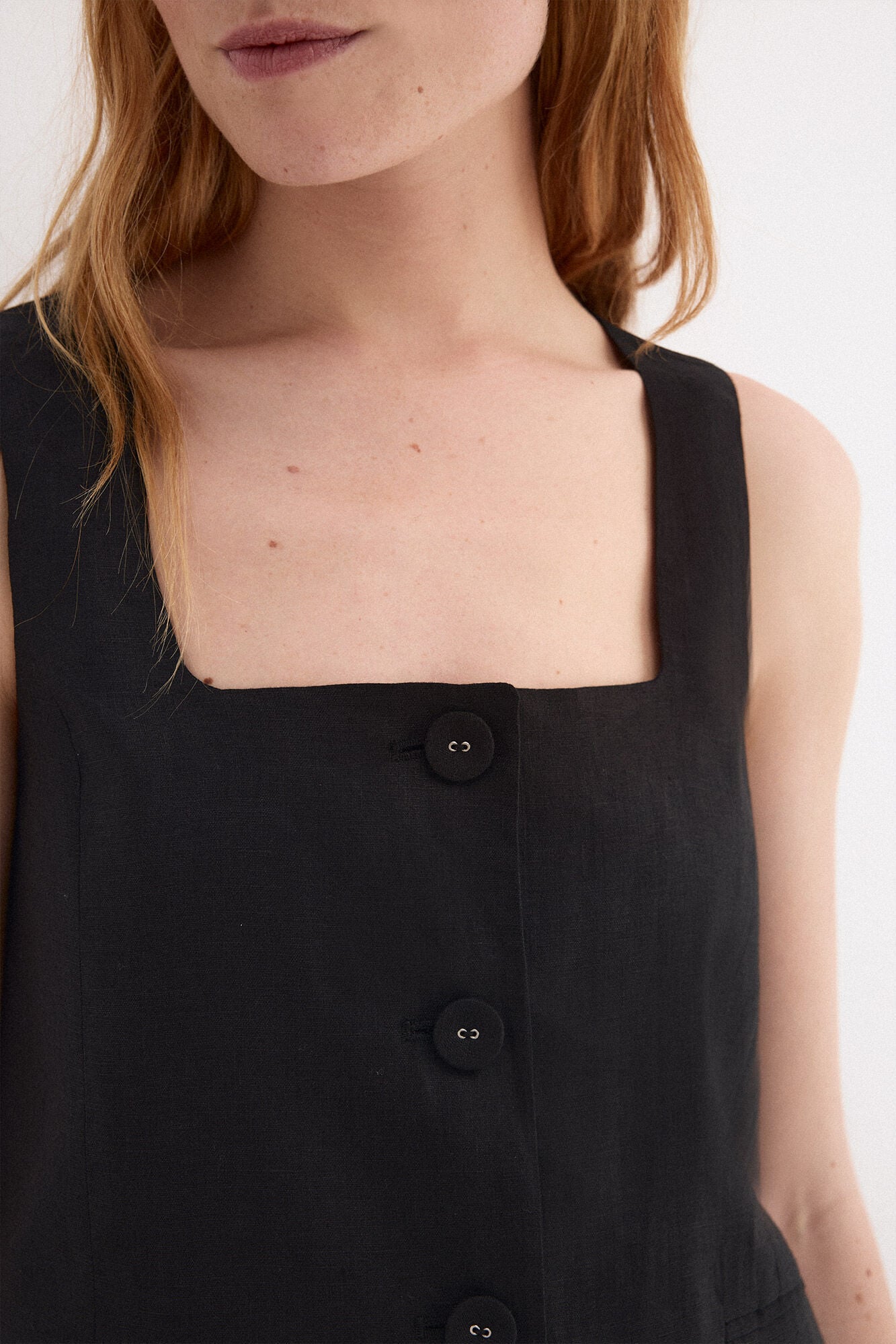 Pedro del Hierro Linen belted gilet Black