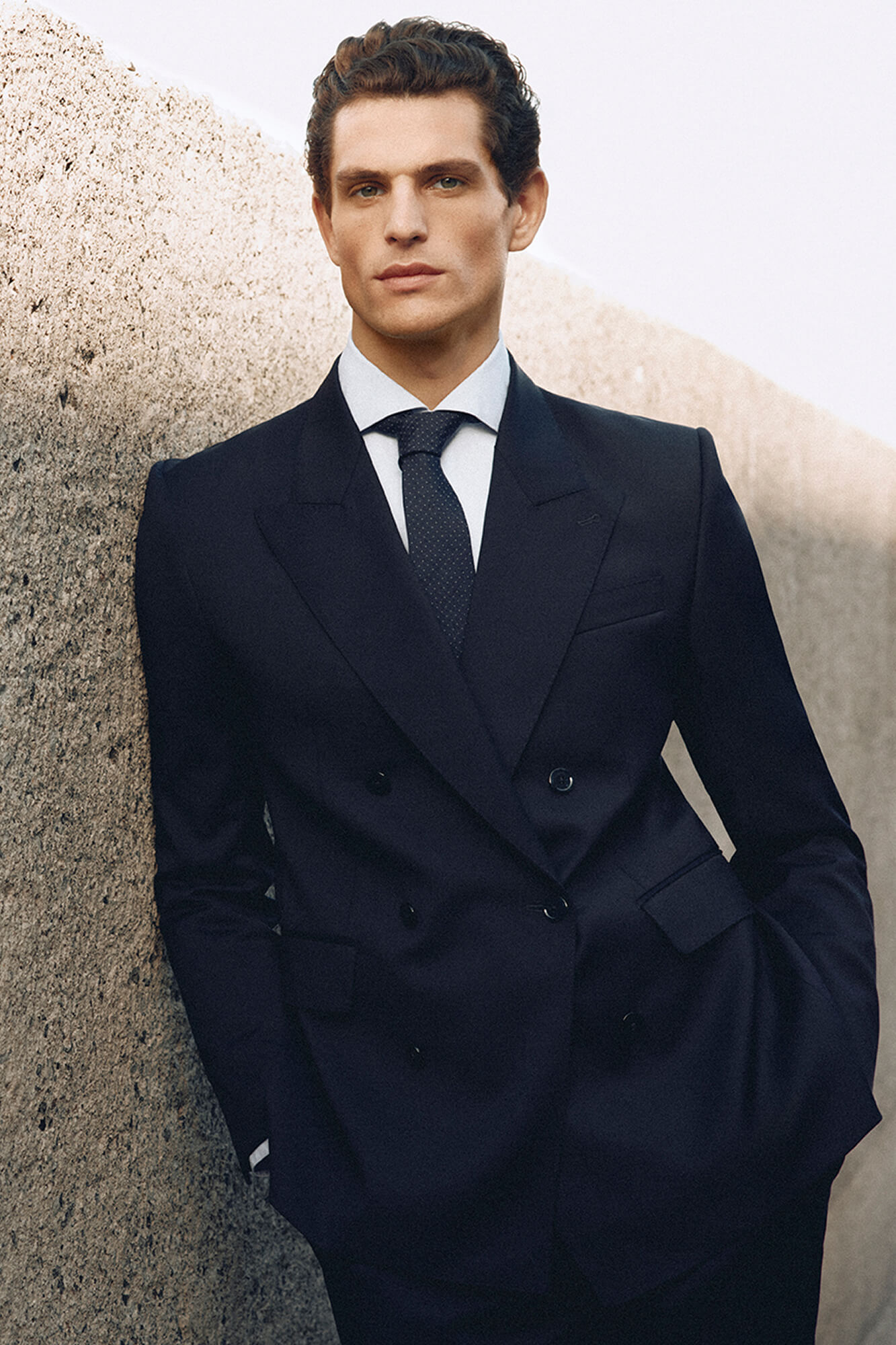 Pedro del Hierro Bi-stretch canvas double-breasted slim fit blazer