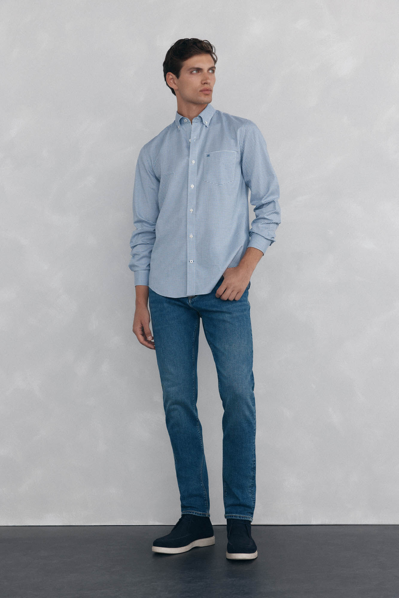Pedro del Hierro Camisa non iron oxford cuadros Azul