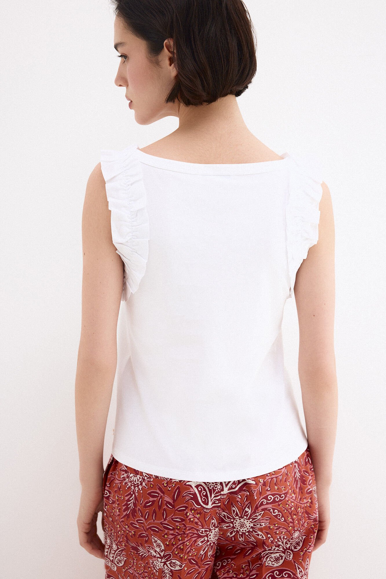 Pedro del Hierro Vest top with ruffles White