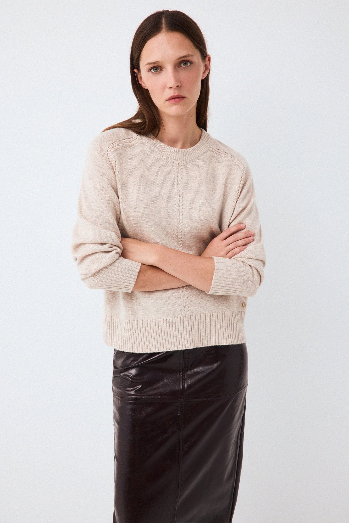 Pedro del Hierro Camisola com costura central e gola remov&iacute;vel