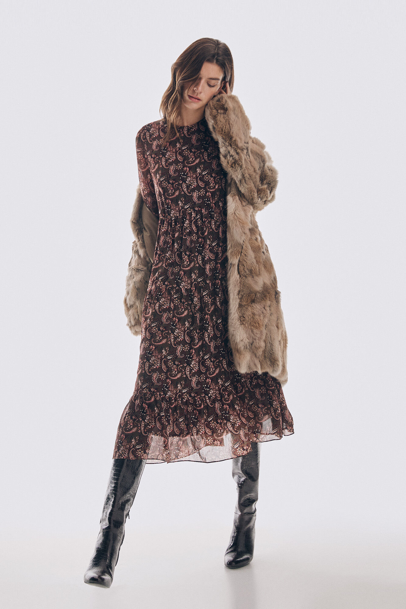 Pedro del Hierro Flowing printed dress Burgundy