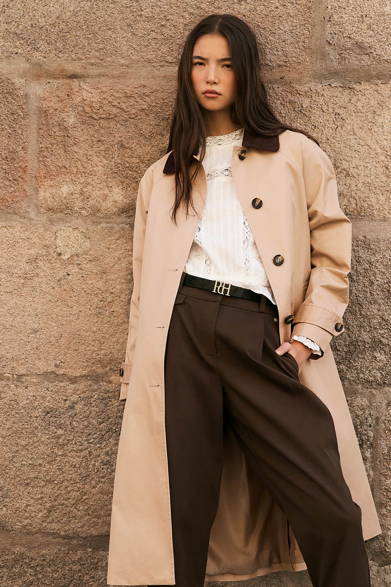 Pedro del Hierro Gabardina larga cuello pana