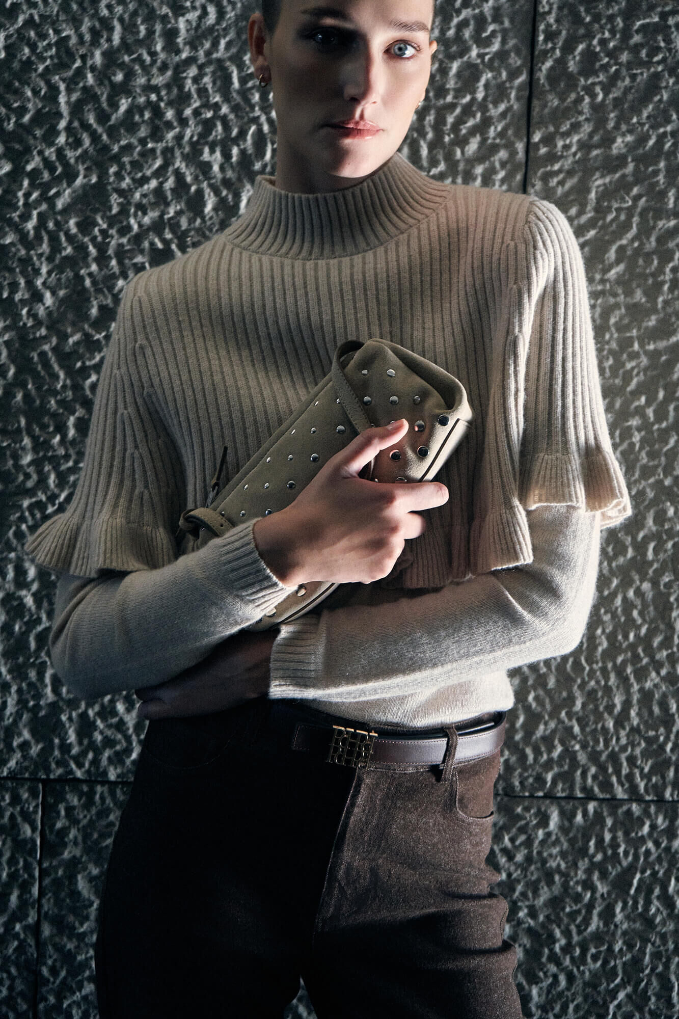 Pedro del Hierro Bolsa de ombro em pele cravejado