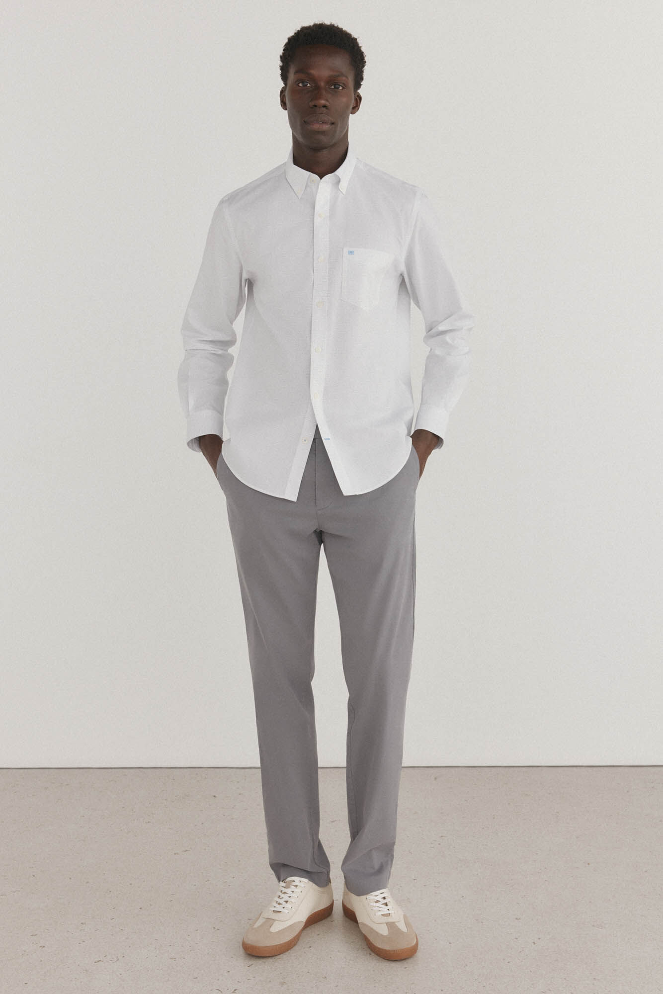 Pedro del Hierro Non-iron + stain-resistant plaid shirt White