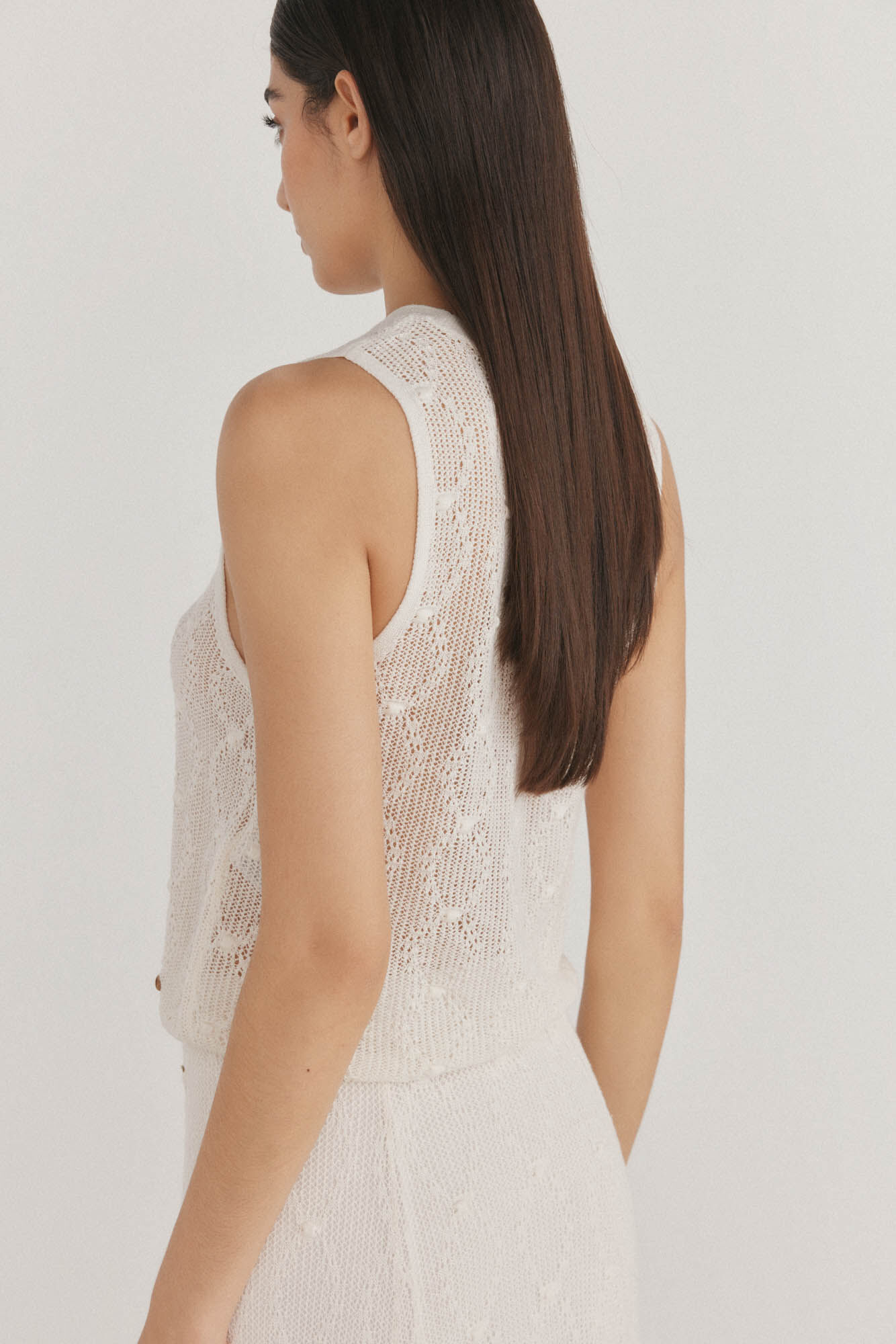 Pedro del Hierro Top de punto con estructura calada desfile Blanco