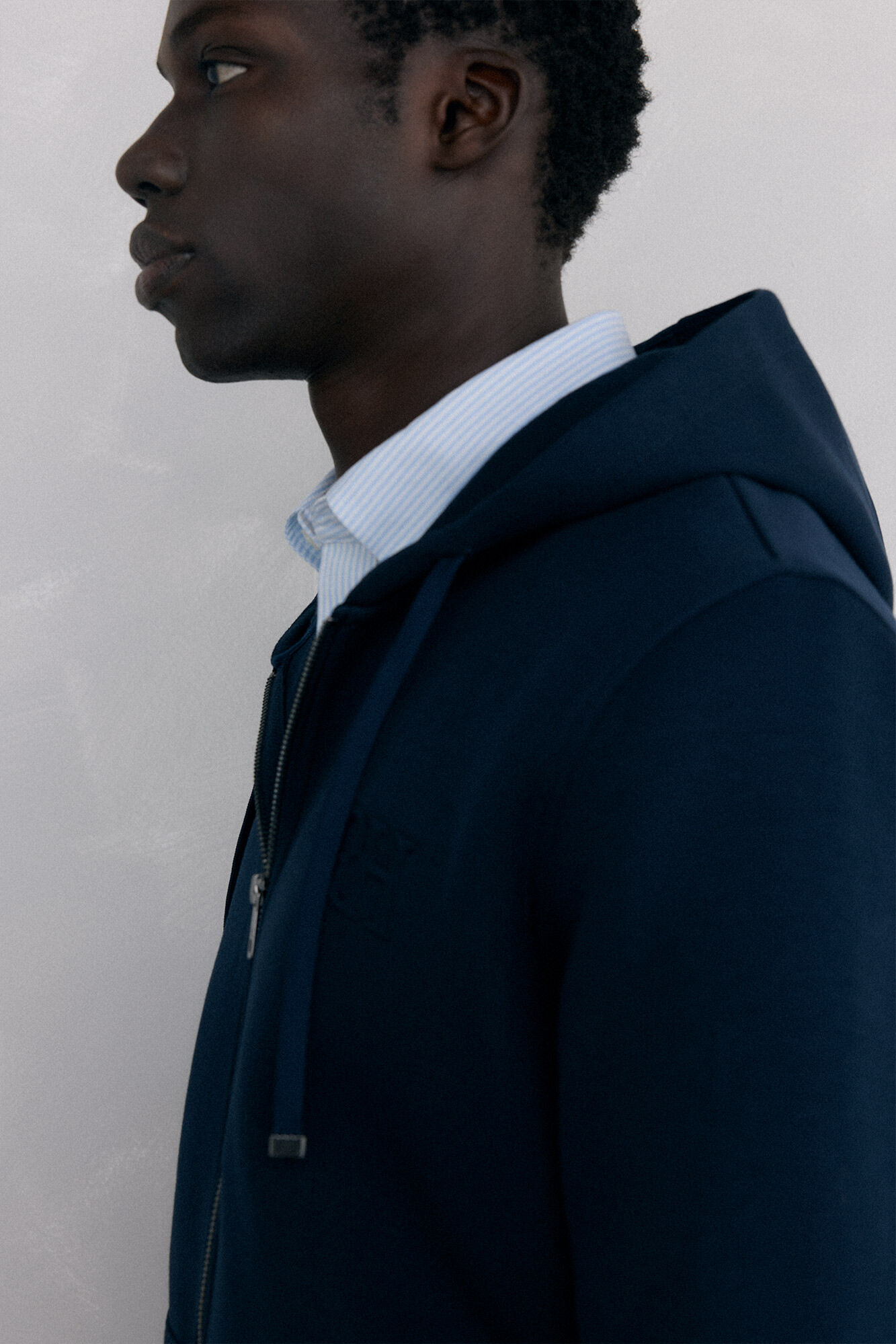 Pedro del Hierro Hoodie with technical fabric Blue