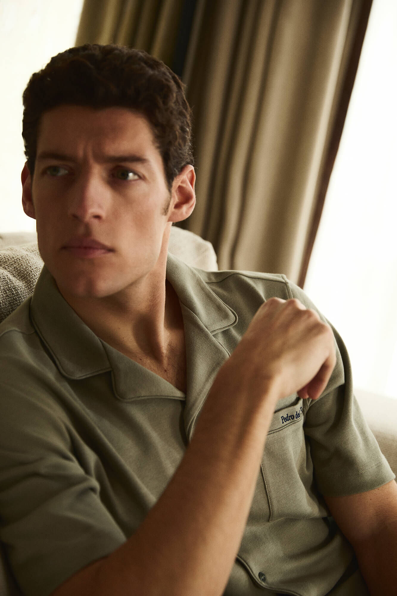 Pedro del Hierro Camisa de pijama de manga curta em algod&atilde;o espanhol