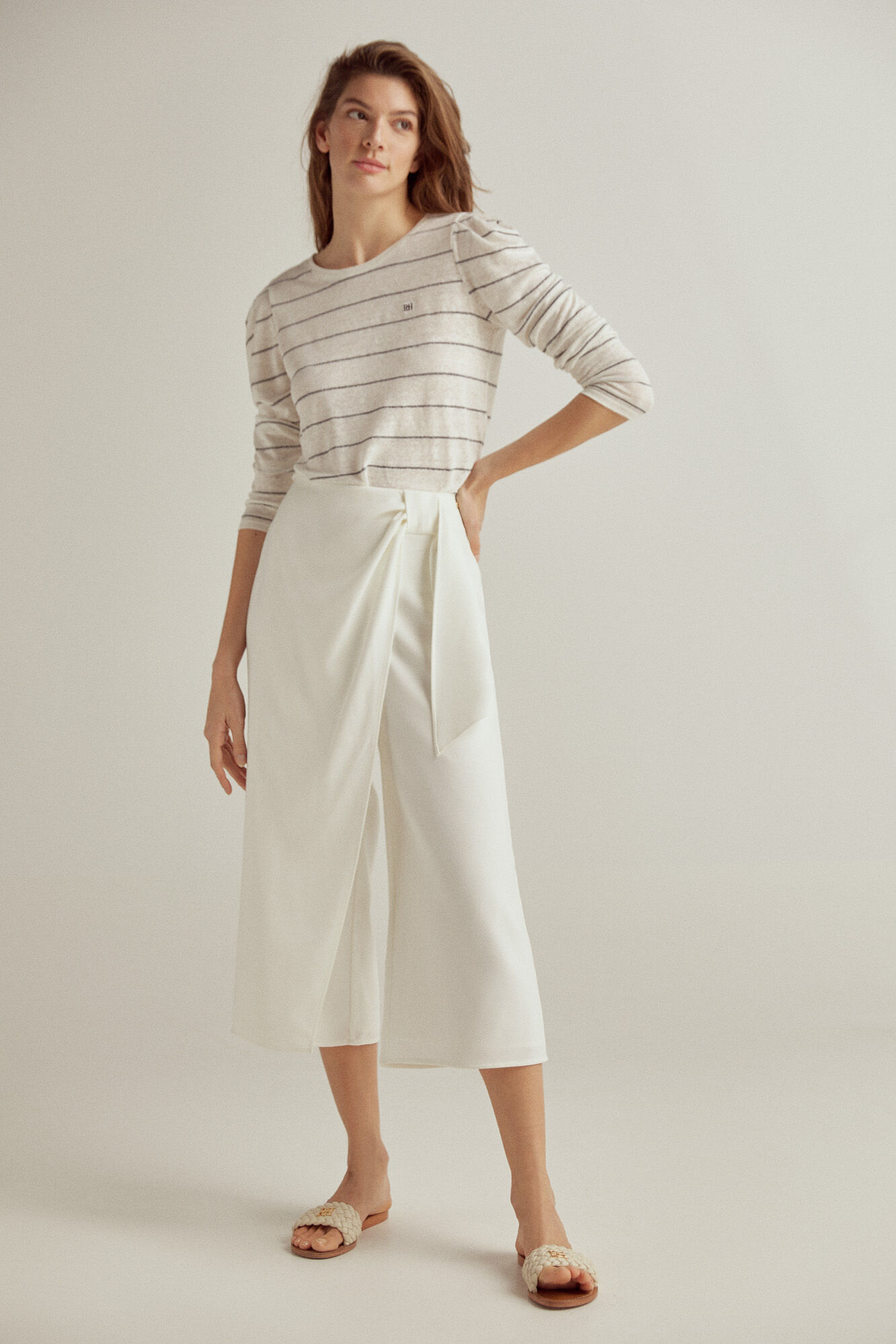 Pedro del Hierro Lurex stripes linen t-shirt Blue