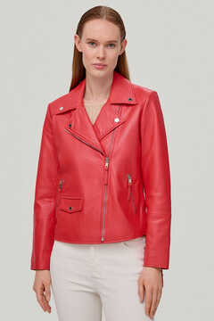 Pedro del Hierro Perfect leather jacket Coral