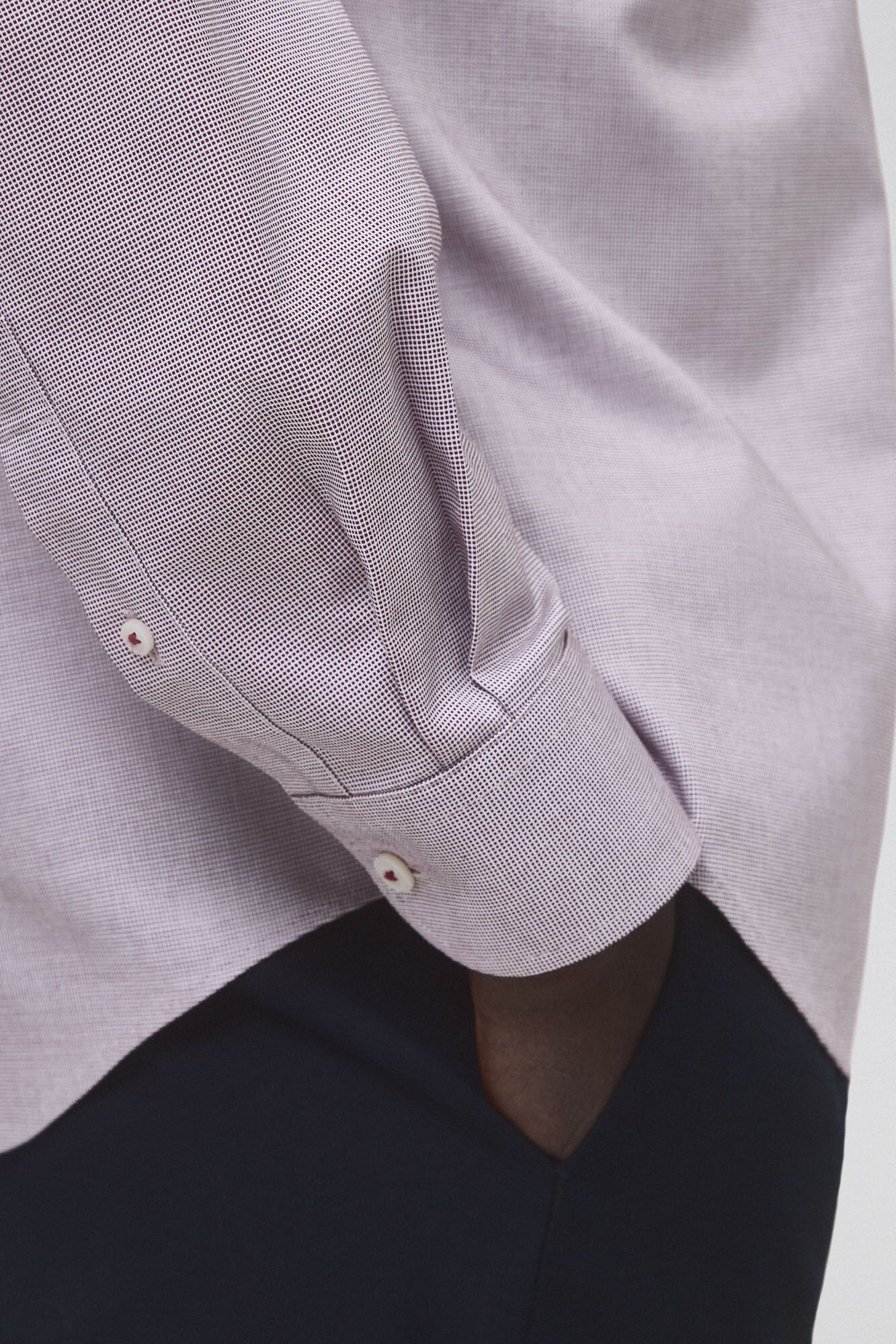 Pedro del Hierro Camisa social que n&atilde;o pode ser passada a ferro + resistente a manchas Bordeaux